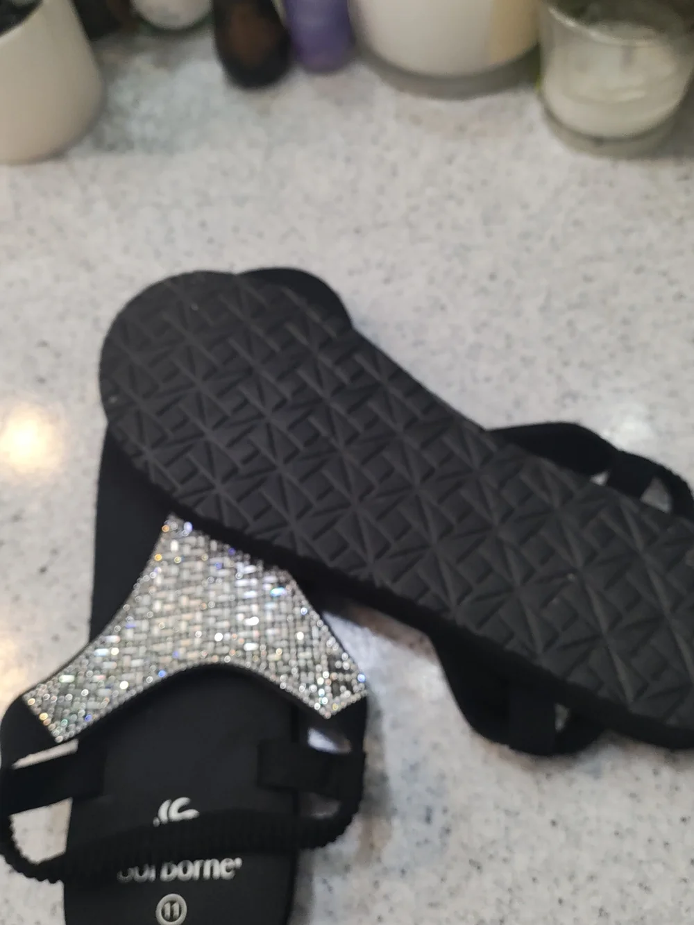 Black Rhinestone👑🫵✨ T-Strap Women's Sandals